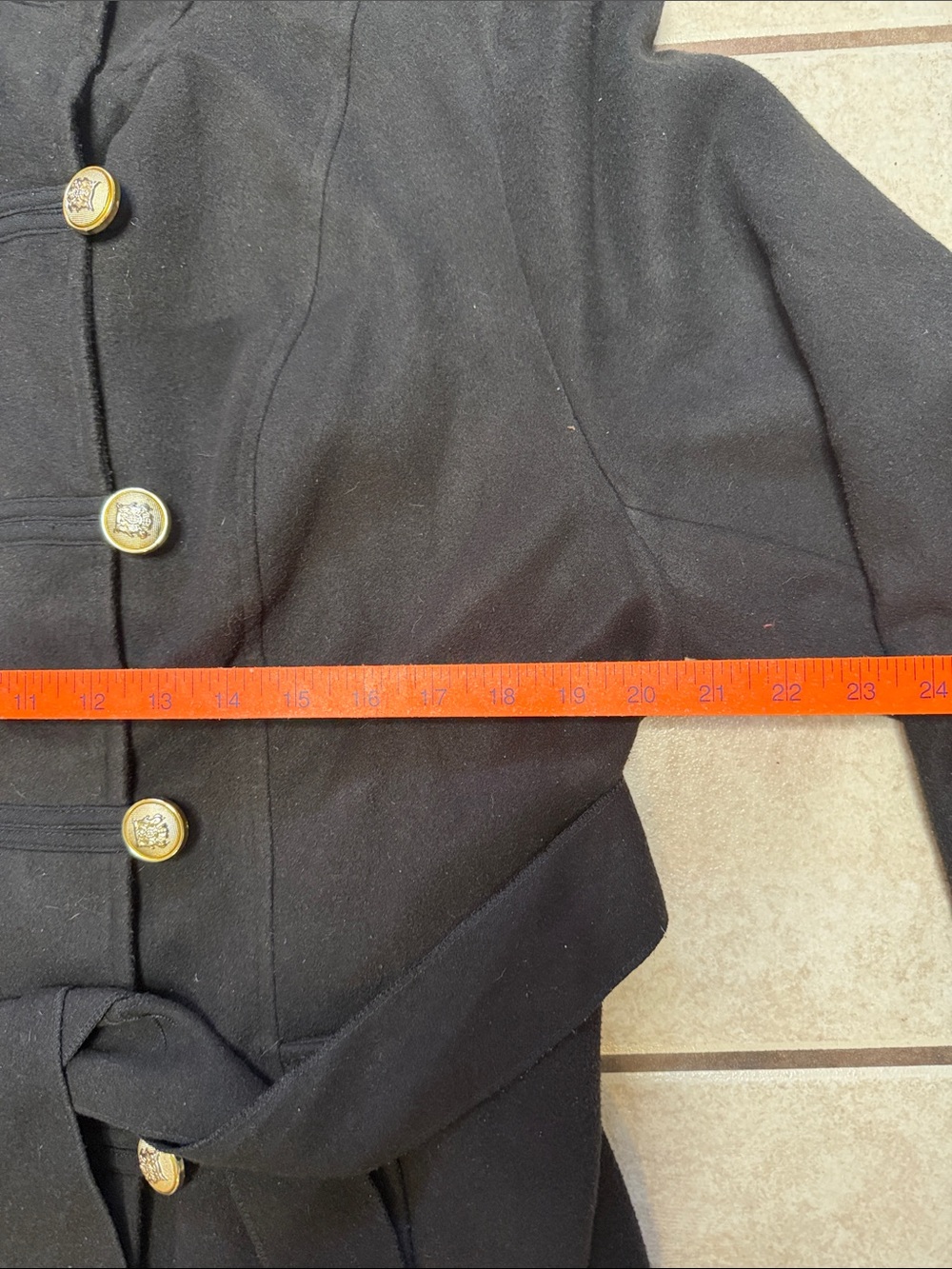 SHEIN Curve 3XL Black Military Jacket Gold Buttons Belted Goth Chic - Picture 5 of 6